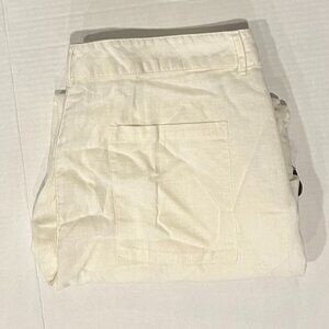Sundance Women's 10 White‎ Cotton/Linen Cut-Out Straight Leg Pants
